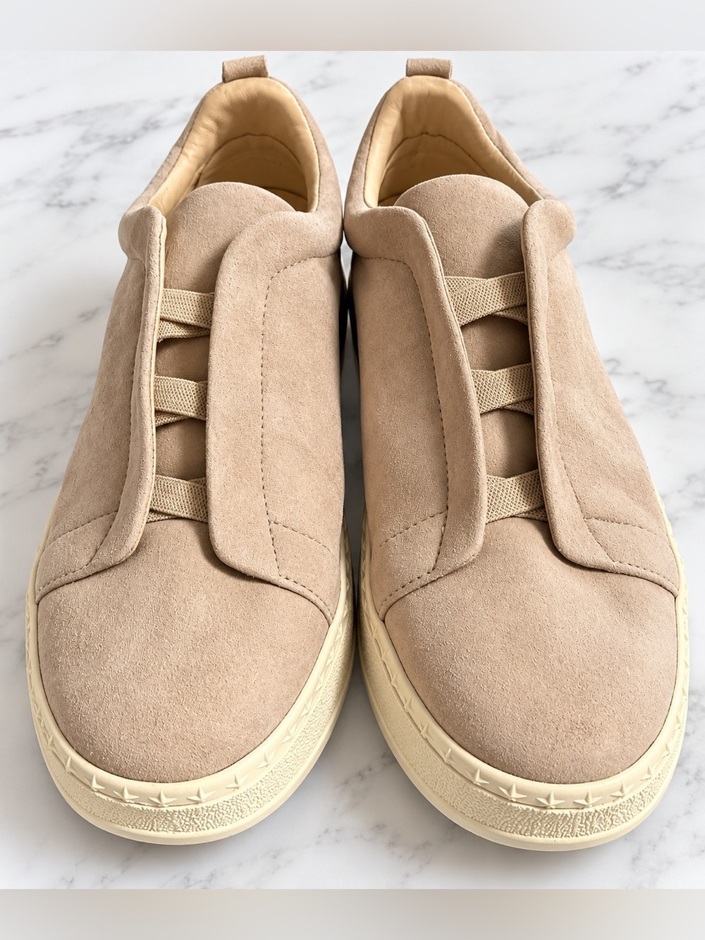 GUNMETAL Taupe Suede Slip-On Sneakers Women’s Size 8